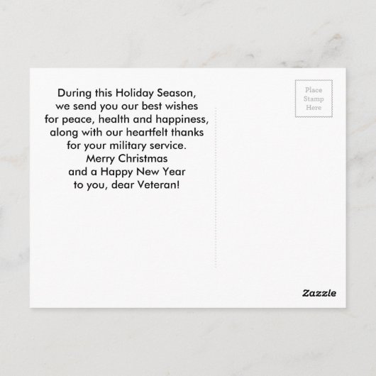 軍隊クリスマスアメリカ国旗から退役軍人 ポストカード (裏面)