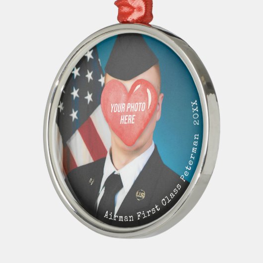 軍隊クリスマスギフト航空従事者フォトソルジャー名 メタルオーナメント (左)