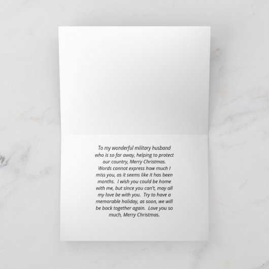 軍隊クリスマスfor夫ビクトリアンデザイン カード (内部)