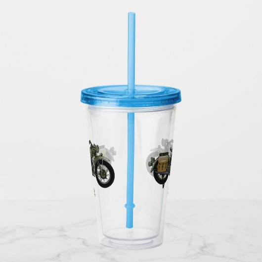 軍隊クルーザーのモーターサイクルイラストレーション アクリルタンブラー (右)