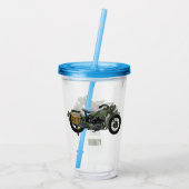 軍隊クルーザーのモーターサイクルイラストレーション アクリルタンブラー (裏面)