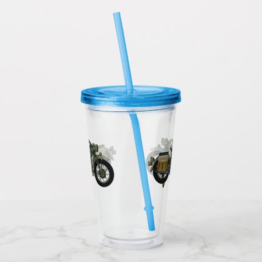 軍隊クルーザーのモーターサイクルイラストレーション アクリルタンブラー (左)