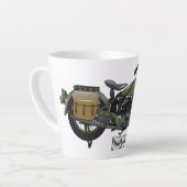 軍隊クルーザーのモーターサイクルイラストレーション カフェラテマグ (左アングル)