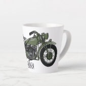 軍隊クルーザーのモーターサイクルイラストレーション カフェラテマグ (右アングル)