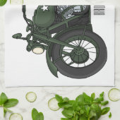 軍隊クルーザーのモーターサイクルイラストレーション キッチンタオル (折り畳み)
