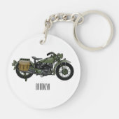 軍隊クルーザーのモーターサイクルイラストレーション キーホルダー (裏面)