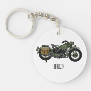 軍隊クルーザーのモーターサイクルイラストレーション キーホルダー