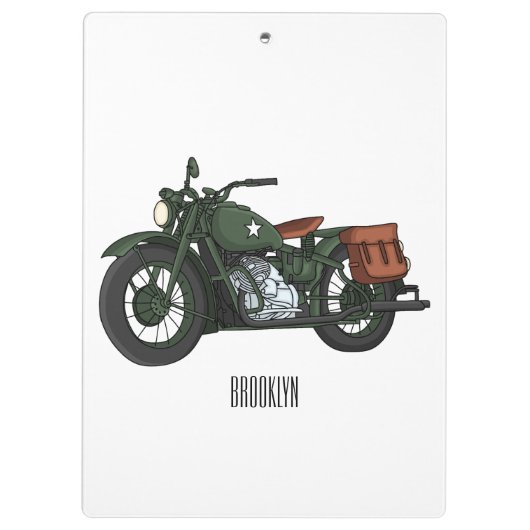 軍隊クルーザーのモーターサイクルイラストレーション クリップボード (裏面)