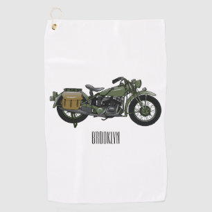 軍隊クルーザーのモーターサイクルイラストレーション ゴルフタオル
