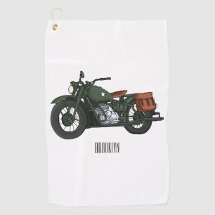 軍隊クルーザーのモーターサイクルイラストレーション ゴルフタオル