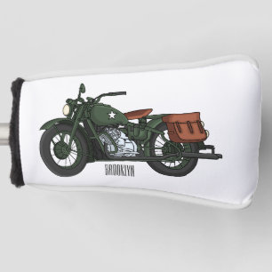 軍隊クルーザーのモーターサイクルイラストレーション ゴルフヘッドカバー