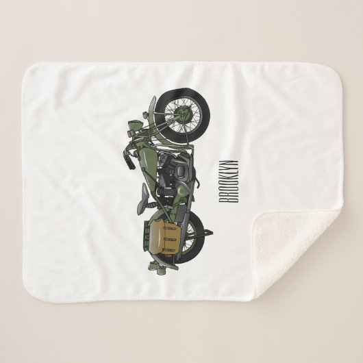 軍隊クルーザーのモーターサイクルイラストレーション シェルパブランケット (正面(横))