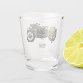 軍隊クルーザーのモーターサイクルイラストレーション ショットグラス (裏面)