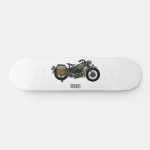 軍隊クルーザーのモーターサイクルイラストレーション スケートボード