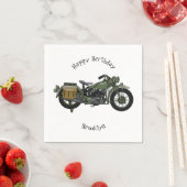 軍隊クルーザーのモーターサイクルイラストレーション スタンダードカクテルナプキン (インサイチュ)
