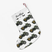 軍隊クルーザーのモーターサイクルイラストレーション スモールクリスマスストッキング (裏面 (吊り時))