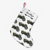 軍隊クルーザーのモーターサイクルイラストレーション スモールクリスマスストッキング (正面 (吊り時))
