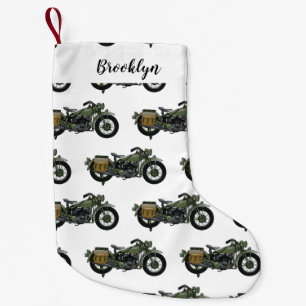 軍隊クルーザーのモーターサイクルイラストレーション スモールクリスマスストッキング