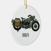 軍隊クルーザーのモーターサイクルイラストレーション セラミックオーナメント (右)