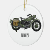 軍隊クルーザーのモーターサイクルイラストレーション セラミックオーナメント (左)