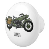 軍隊クルーザーのモーターサイクルイラストレーション セラミックノブ (右)