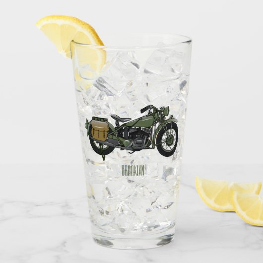 軍隊クルーザーのモーターサイクルイラストレーション タンブラーグラス (アイス正面)