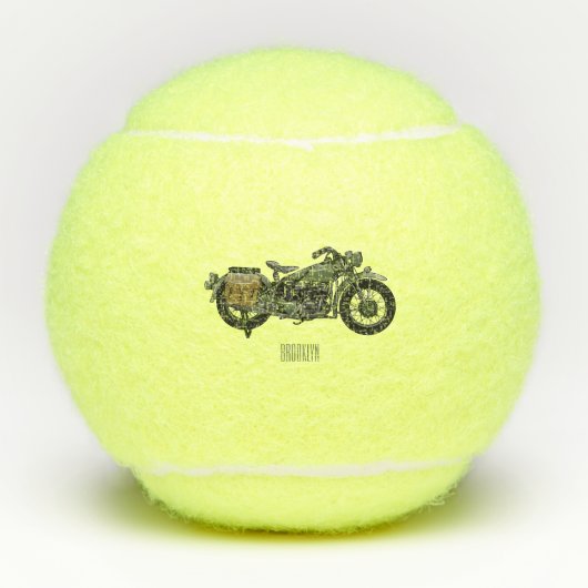 軍隊クルーザーのモーターサイクルイラストレーション テニスボール (正面)