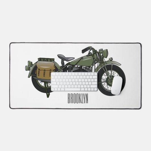 軍隊クルーザーのモーターサイクルイラストレーション デスクマット (キーボード&マウス)