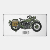 軍隊クルーザーのモーターサイクルイラストレーション デスクマット (正面)
