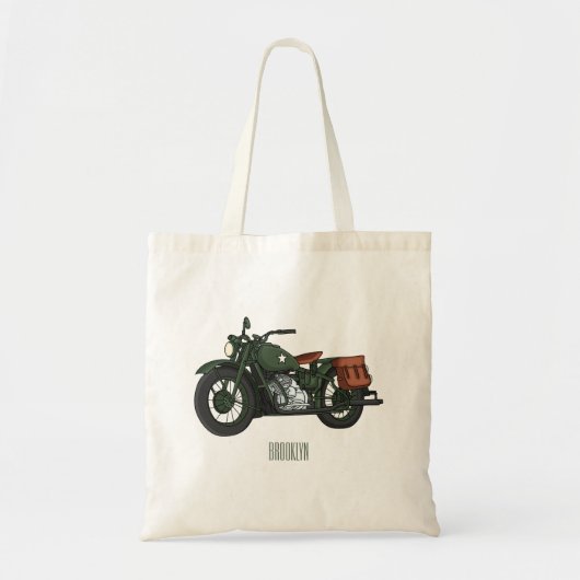 軍隊クルーザーのモーターサイクルイラストレーション トートバッグ (正面)