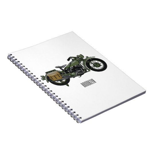 軍隊クルーザーのモーターサイクルイラストレーション ノートブック (右側)