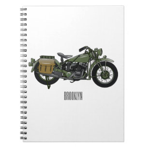 軍隊クルーザーのモーターサイクルイラストレーション ノートブック