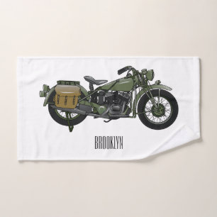 軍隊クルーザーのモーターサイクルイラストレーション バスタオルセット