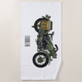 軍隊クルーザーのモーターサイクルイラストレーション ビーチタオル (正面)