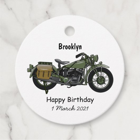 軍隊クルーザーのモーターサイクルイラストレーション フェイバータグ (正面)