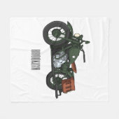 軍隊クルーザーのモーターサイクルイラストレーション フリースブランケット (正面(横))