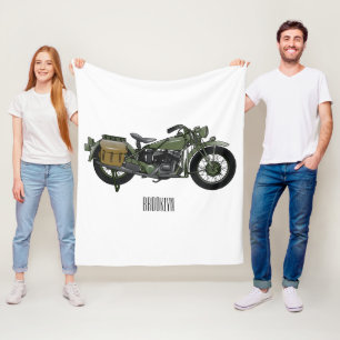 軍隊クルーザーのモーターサイクルイラストレーション フリースブランケット
