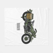 軍隊クルーザーのモーターサイクルイラストレーション フリースブランケット (正面(横))