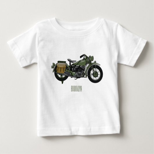 軍隊クルーザーのモーターサイクルイラストレーション ベビーTシャツ (正面)