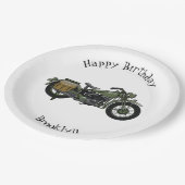 軍隊クルーザーのモーターサイクルイラストレーション ペーパープレート (アングル)