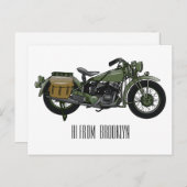 軍隊クルーザーのモーターサイクルイラストレーション ポストカード (正面/裏面)
