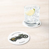 軍隊クルーザーのモーターサイクルイラストレーション ラウンドペーパーコースター (インサイチュ)