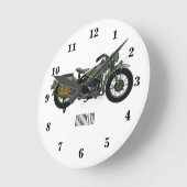 軍隊クルーザーのモーターサイクルイラストレーション ラウンド壁時計 (傾斜)