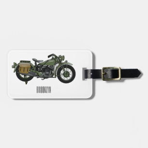 軍隊クルーザーのモーターサイクルイラストレーション ラゲッジタグ