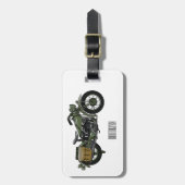 軍隊クルーザーのモーターサイクルイラストレーション ラゲッジタグ (正面縦)