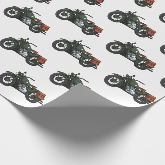 軍隊クルーザーのモーターサイクルイラストレーション ラッピングペーパー (角)