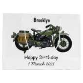 軍隊クルーザーのモーターサイクルイラストレーション ラージペーパーバッグ (裏面)