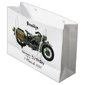 軍隊クルーザーのモーターサイクルイラストレーション ラージペーパーバッグ (正面アングル)