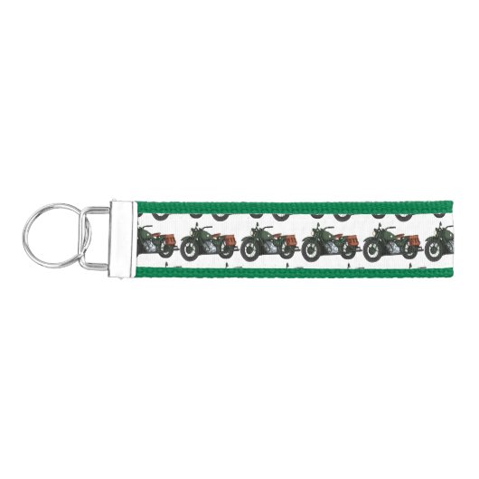 軍隊クルーザーのモーターサイクルイラストレーション リストバンドキーホルダー (鍵左)