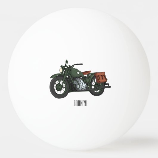 軍隊クルーザーのモーターサイクルイラストレーション 卓球ボール (正面)